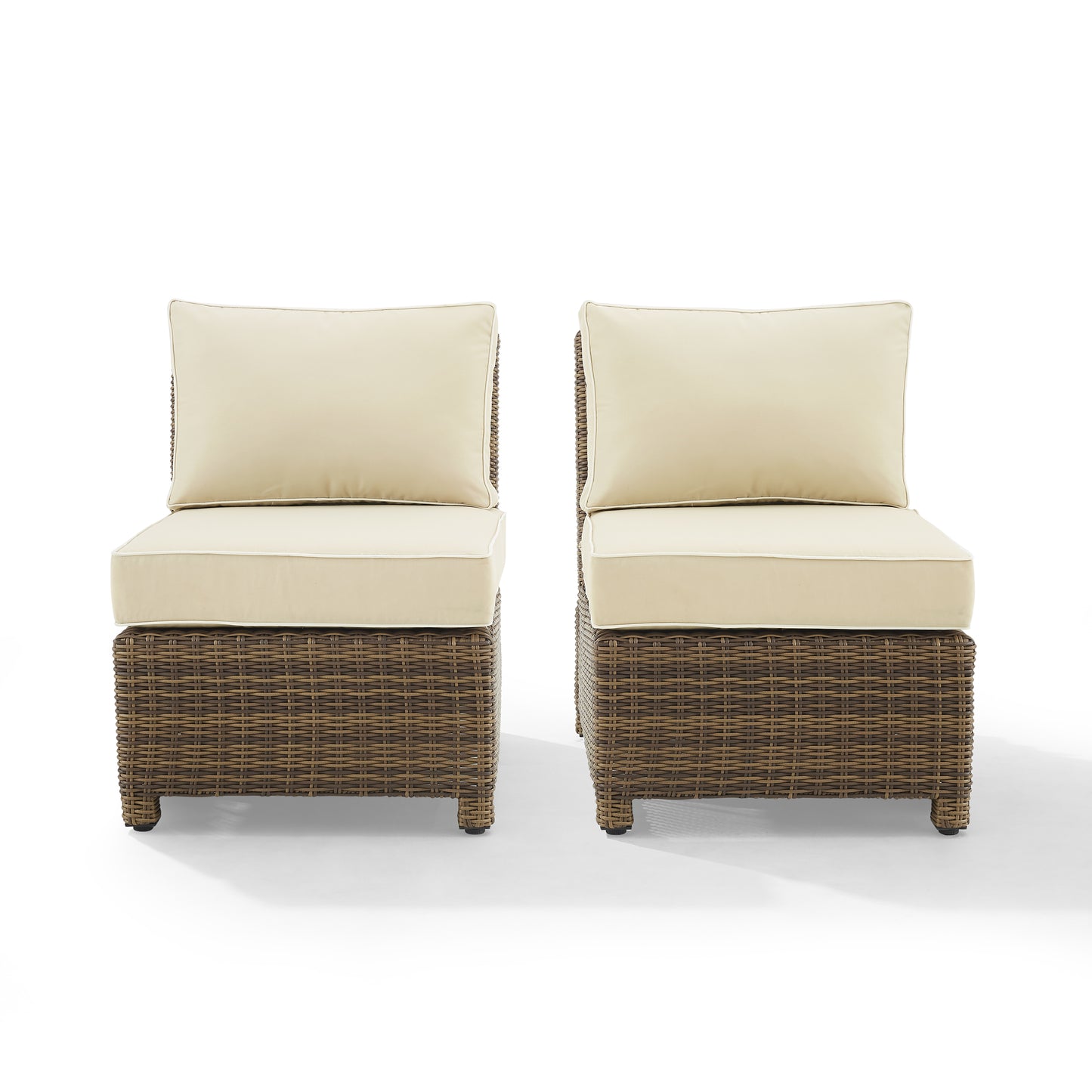 Bradenton 2Pc Outdoor Wicker Chair Set Sand/Weathered Brown - 2 Armless Chairs