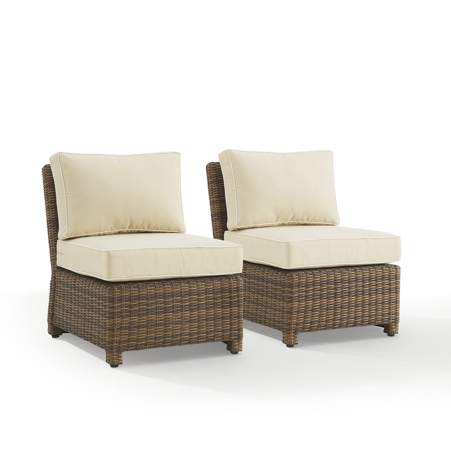 Bradenton 2Pc Outdoor Wicker Chair Set Sand/Weathered Brown - 2 Armless Chairs