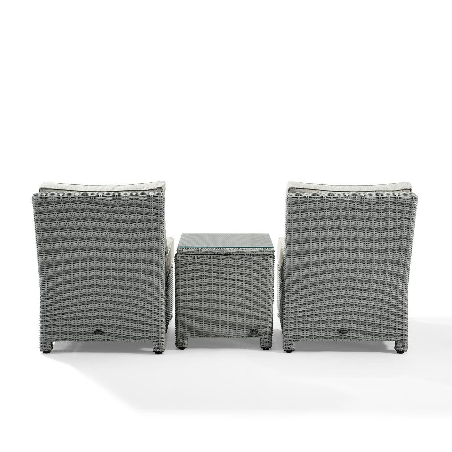 Bradenton 3Pc Outdoor Wicker Chair Set Bradenton Gray Outdoor Wicker - Side Table & 2 Armless Chairs