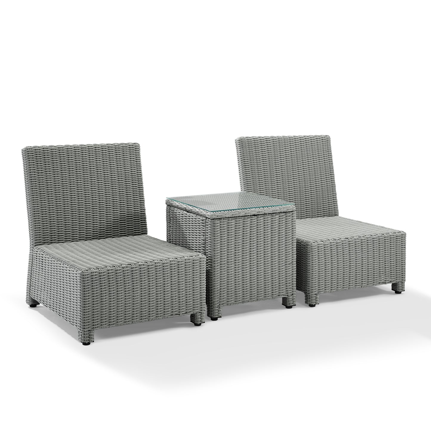 Bradenton 3Pc Outdoor Wicker Chair Set Bradenton Gray Outdoor Wicker - Side Table & 2 Armless Chairs