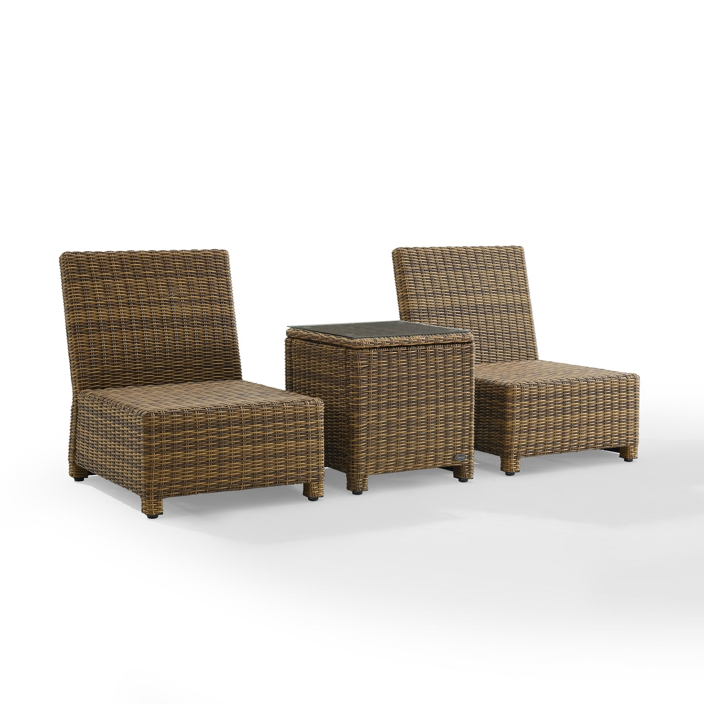 Bradenton 3Pc Outdoor Wicker Chair Set Sangria /Weathered Brown - Side Table & 2 Armless Chairs