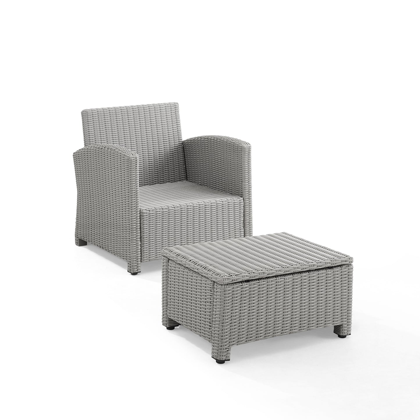 Bradenton 2Pc Outdoor Armchair Set - Sunbrella White/Gray - Armchair & Ottoman