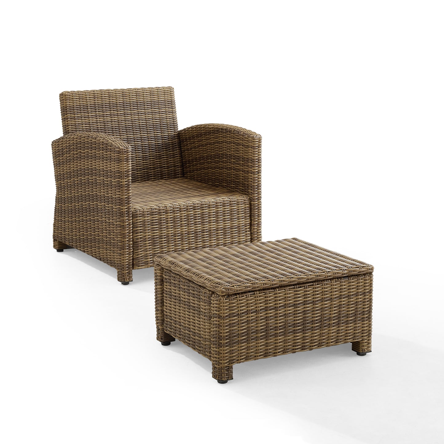 Bradenton 2Pc Outdoor Wicker Armchair Set Gray /Weathered Brown - Armchair & Ottoman