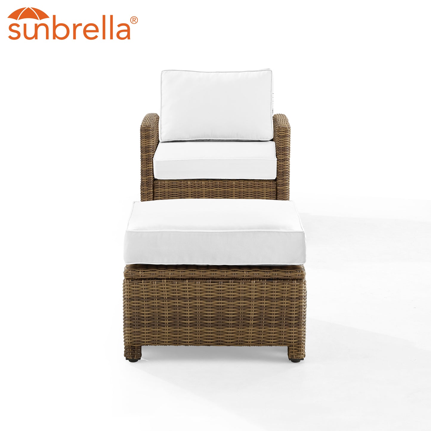 Bradenton 2Pc Outdoor Armchair Set - Sunbrella White/Weathered Brown - Armchair & Ottoman