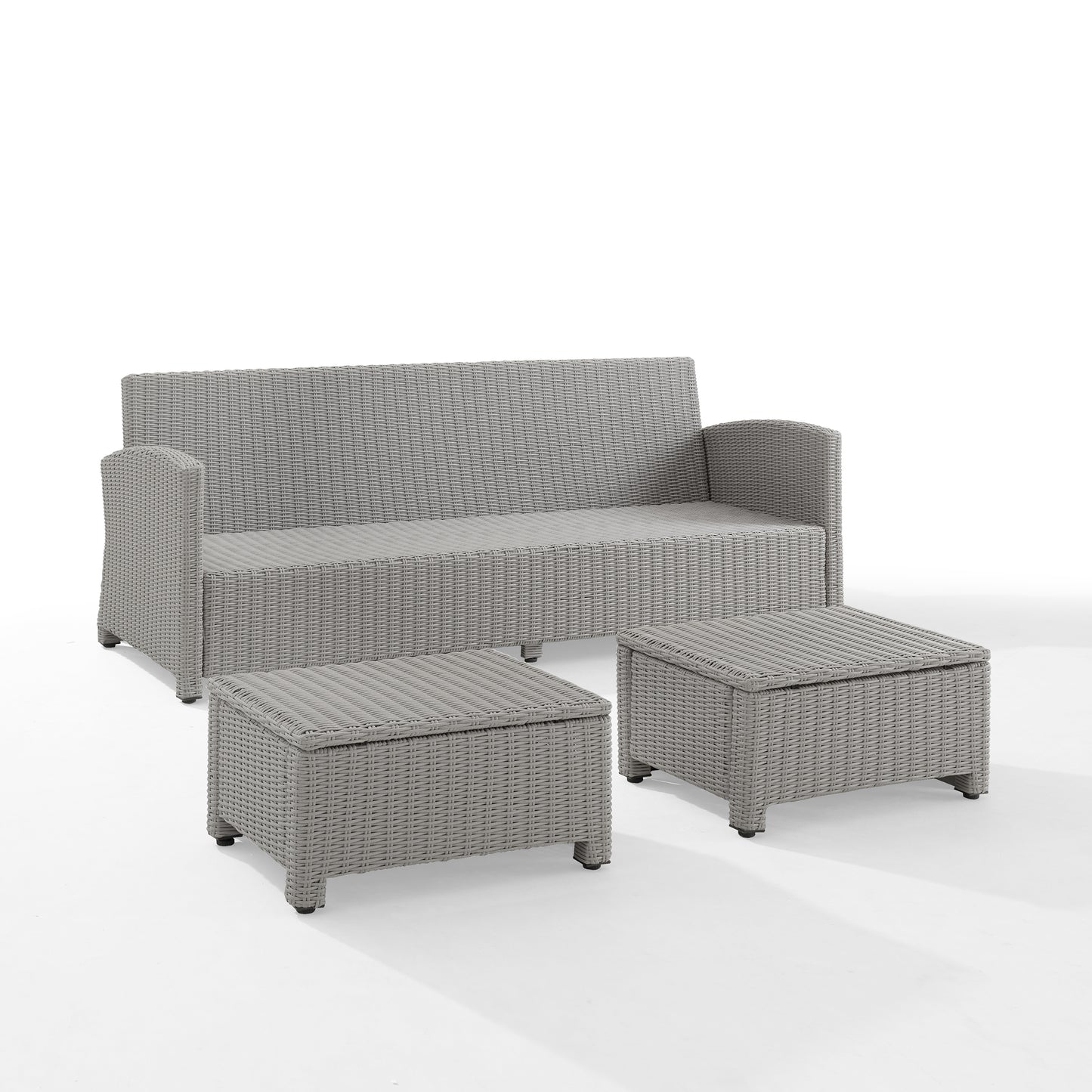 Bradenton 3Pc Outdoor Wicker Sofa Set Navy/Gray - Sofa & 2 Ottomans