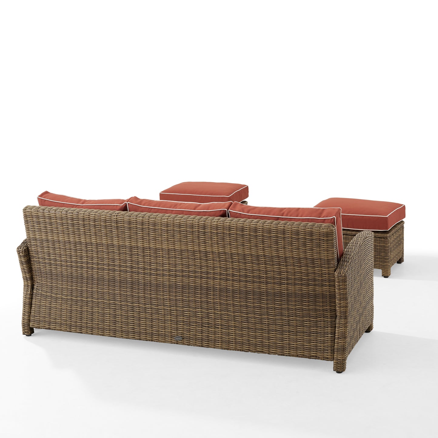 Bradenton 3Pc Outdoor Wicker Sofa Set Sangria/Weathered Brown - Sofa & 2 Ottomans