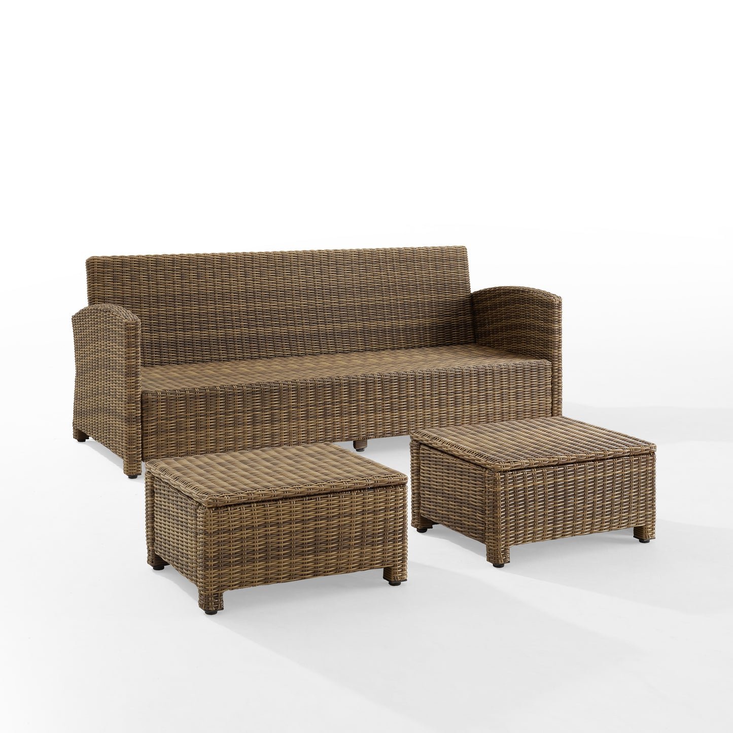 Bradenton 3Pc Outdoor Wicker Sofa Set Sangria/Weathered Brown - Sofa & 2 Ottomans