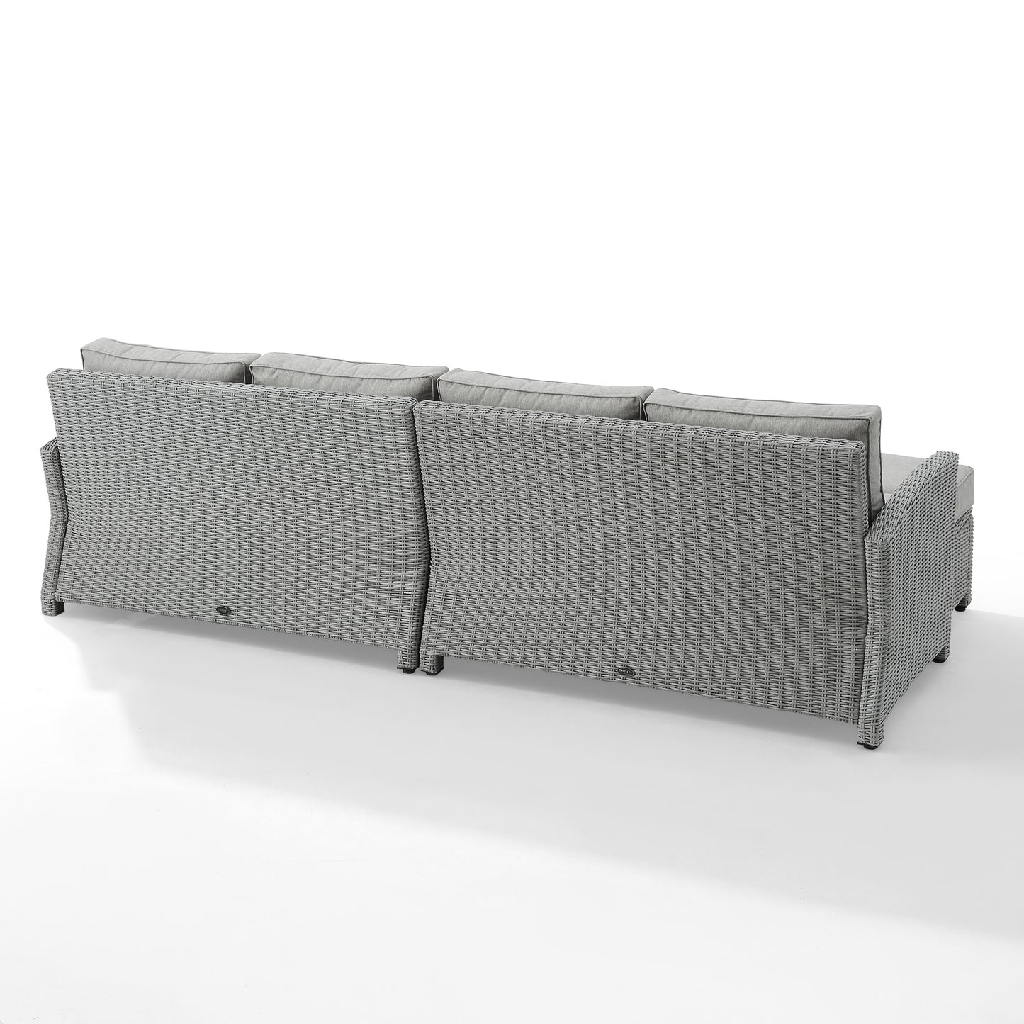 Bradenton 4Pc Outdoor Wicker Sectional Set Gray - Left Loveseat, Right Loveseat & 2 Ottomans