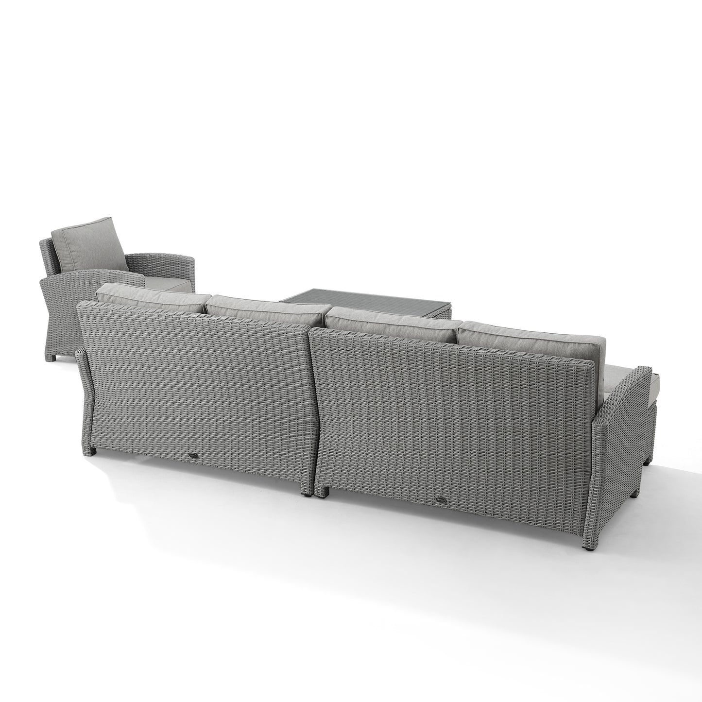 Bradenton 5Pc Outdoor Wicker Sectional Set Gray - Left Loveseat, Right Loveseat, Armchair, Coffee Table, & Ottoman