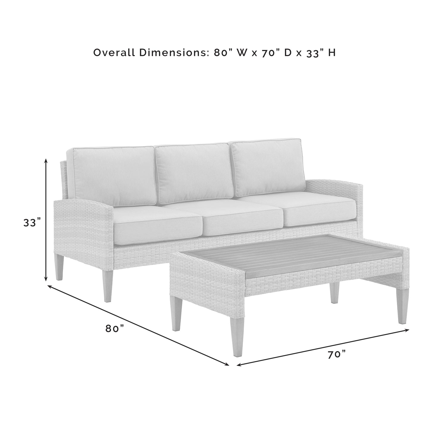 Capella Outdoor Wicker 2Pc Sofa Set Gray/Acorn - Sofa & Coffee Table