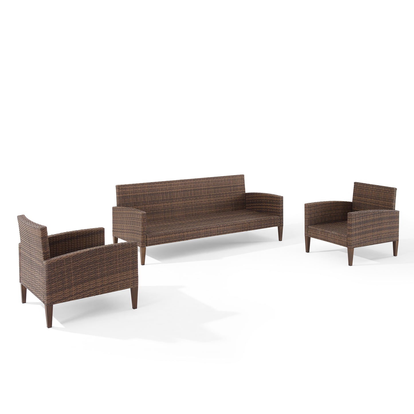 Capella Outdoor Wicker 3Pc Sofa Set Creme/Brown - Sofa & 2 Armchairs