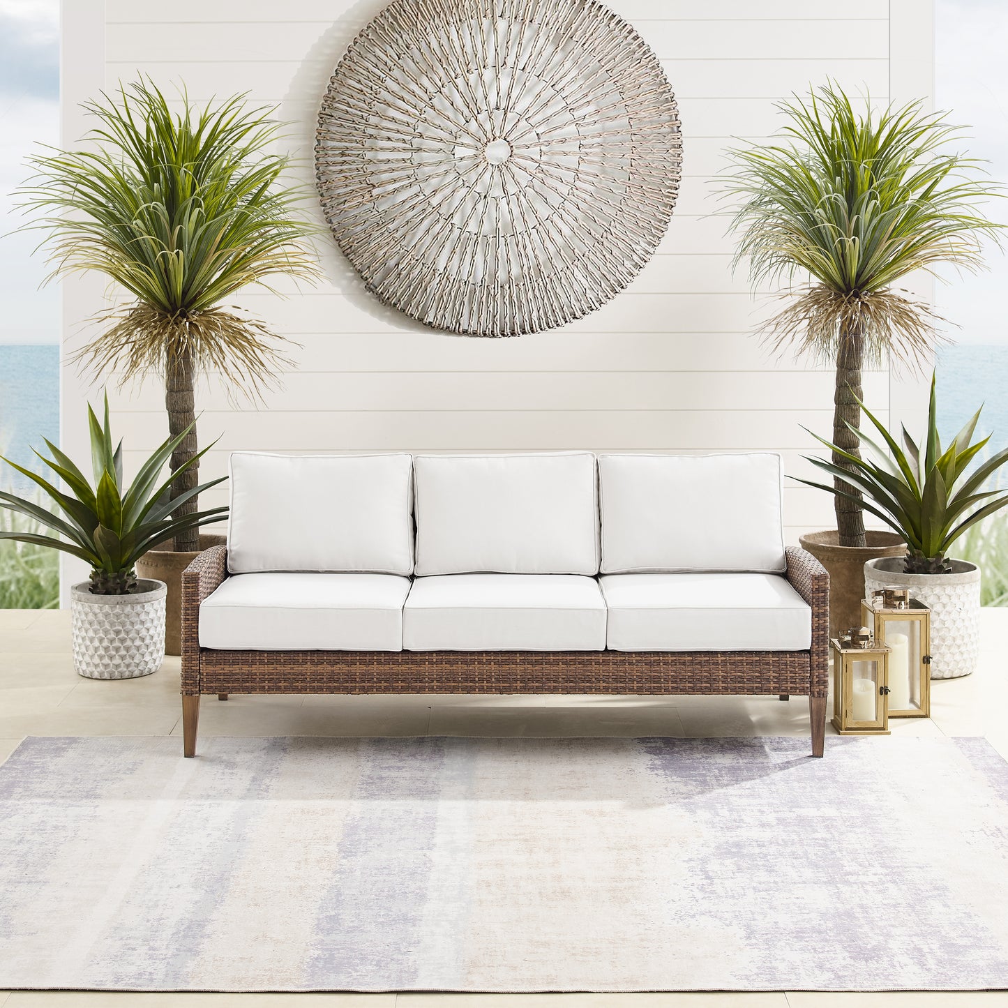 Capella Outdoor Wicker Sofa Creme/Brown