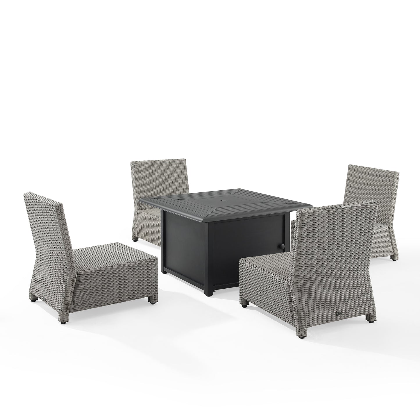 Bradenton 5Pc Outdoor Wicker Conversation Set W/Fire Table Gray/Gray - Dante Fire Table & 4 Armless Chairs