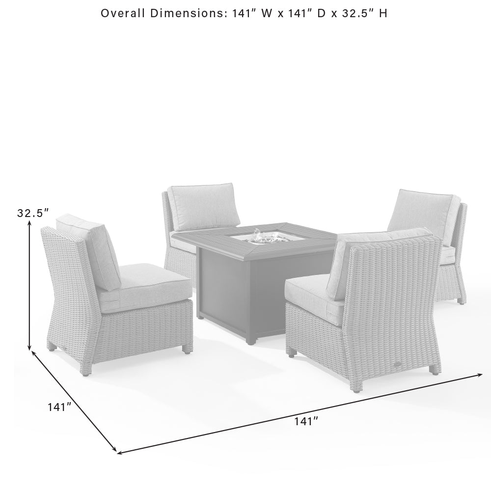 Bradenton 5Pc Outdoor Wicker Conversation Set W/Fire Table Navy/Gray - Dante Fire Table & 4 Armless Chairs