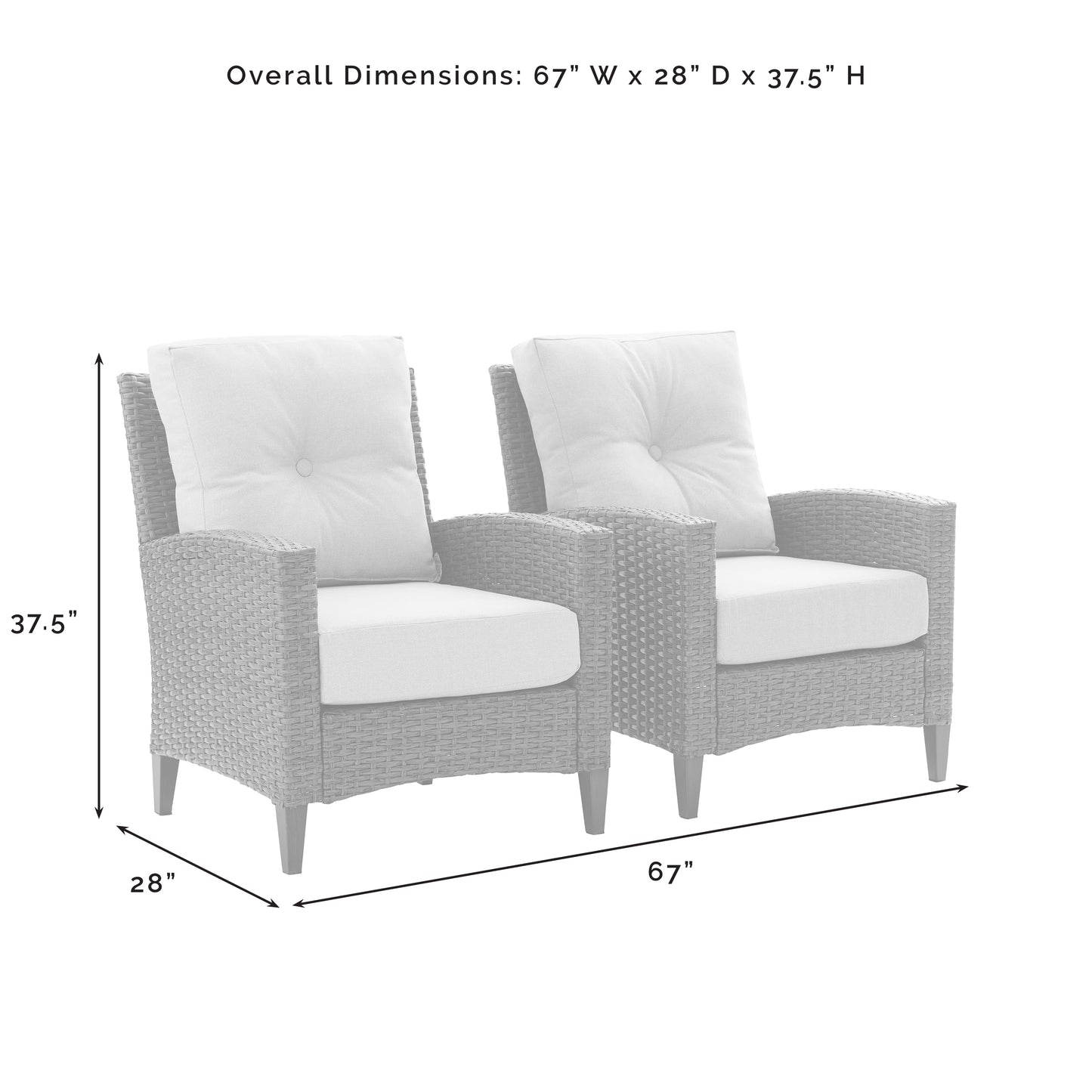 Rockport Outdoor Wicker 2Pc High Back Chair Set Oatmeal/Light Brown - 2 Armchairs