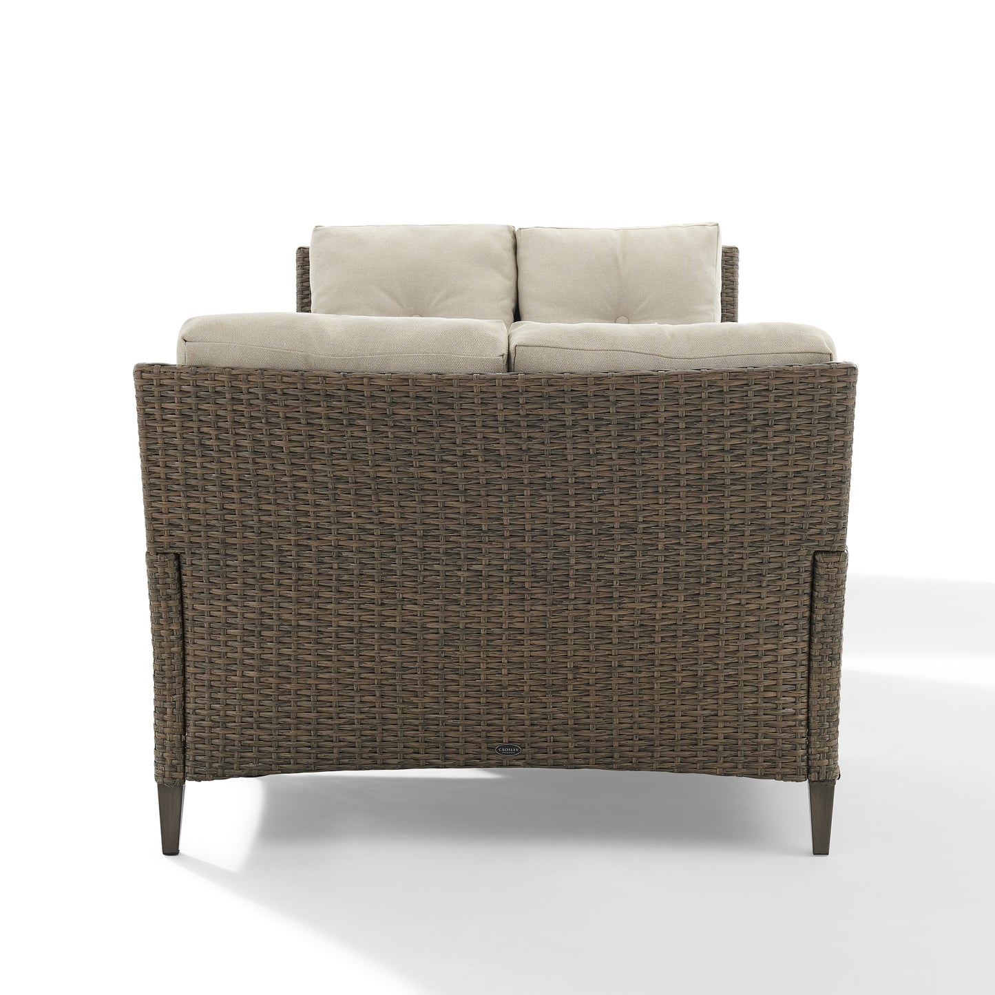 Rockport Outdoor Wicker 3Pc High Back Conversation Set Oatmeal/Light Brown - Coffee Table & 2 Loveseats