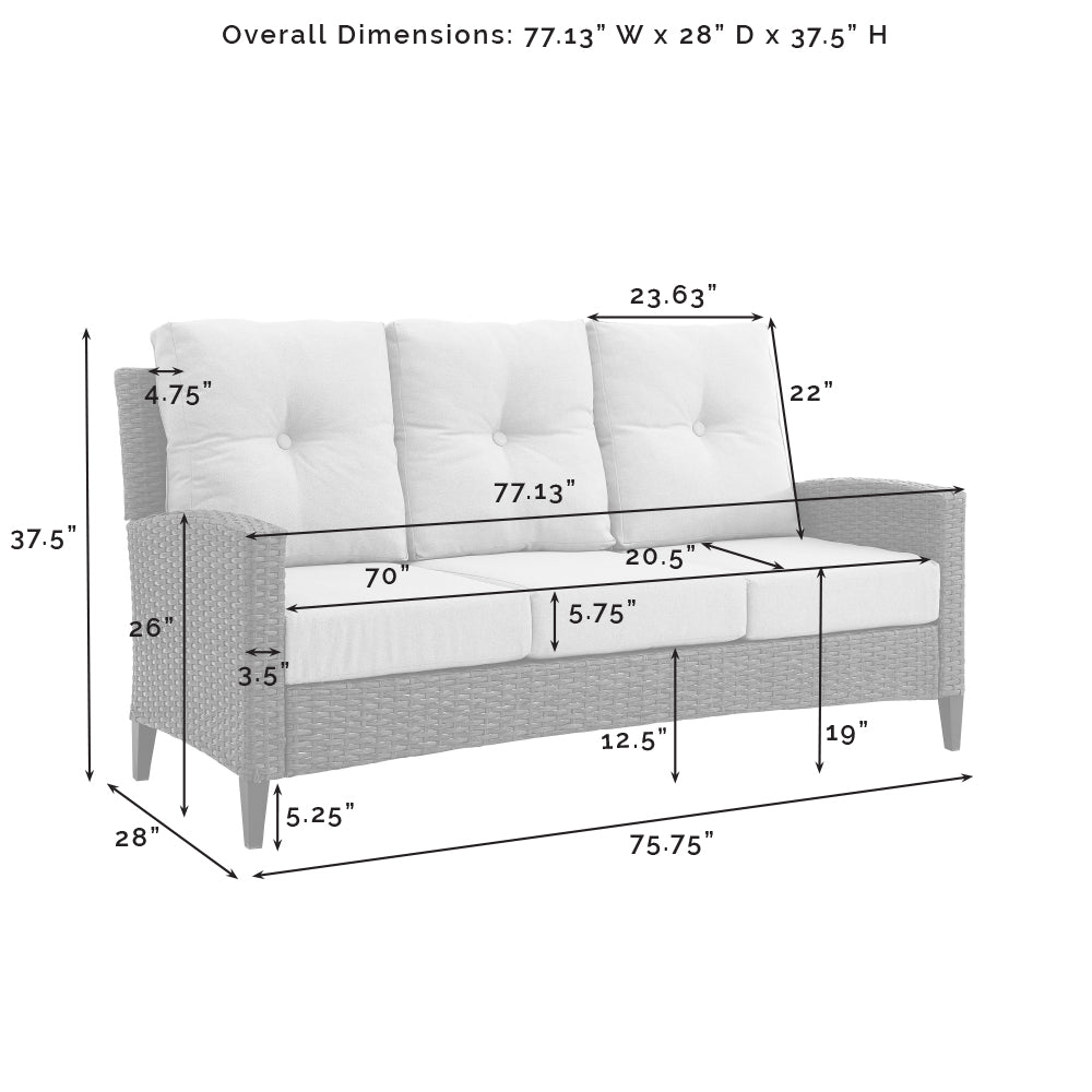 Rockport 6Pc Outdoor Wicker High Back Sofa Set Oatmeal/Light Brown - Sofa, Coffee Table, 2 Armchairs, & 2 Ottomans