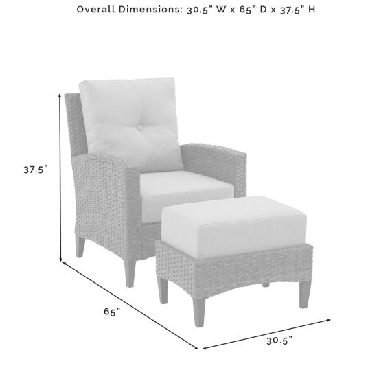 Rockport 2Pc Outdoor Wicker High Back Chair Set Oatmeal/Light Brown - Armchair & Ottoman