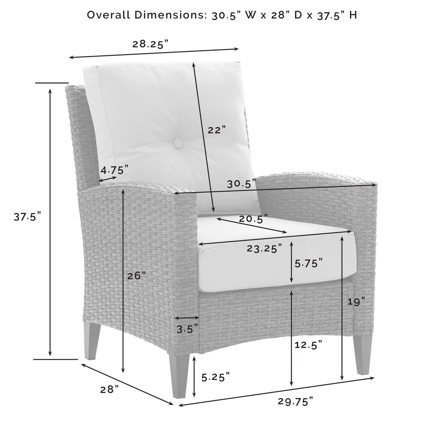 Rockport 3Pc Outdoor Wicker High Back Chair Set Oatmeal/Light Brown - Side Table & 2 Armchairs