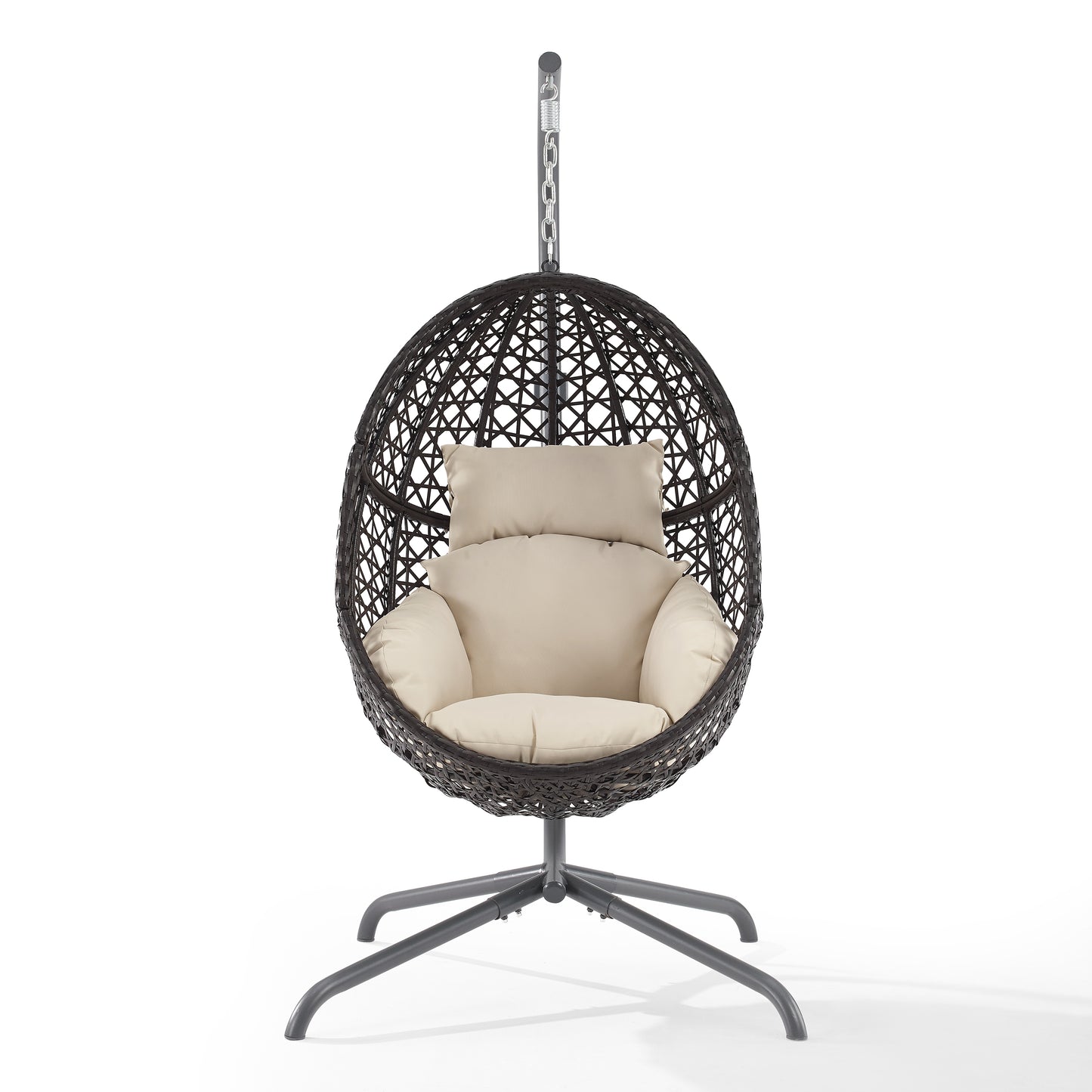 Calliope Indoor/Outdoor Wicker Hanging Egg Chair Sand/Dark Brown - Egg Chair & Stand