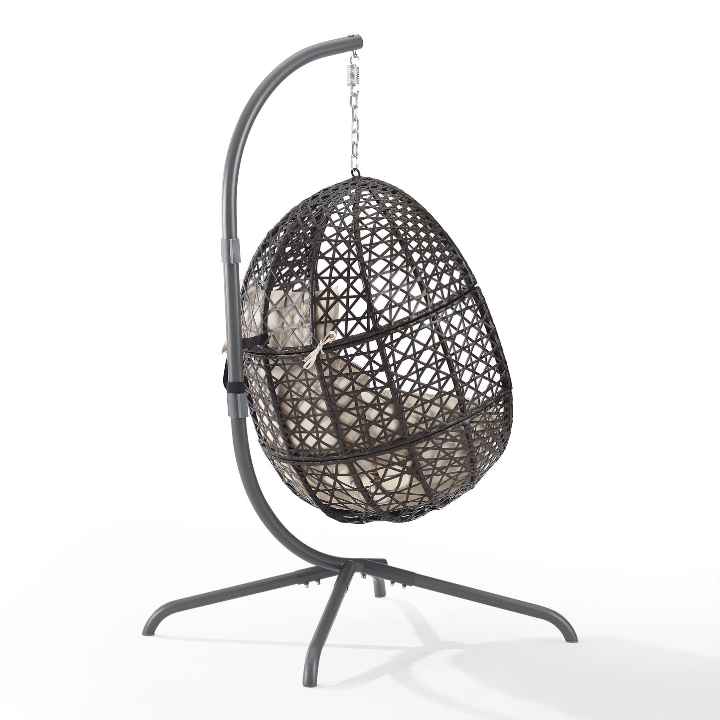 Calliope Indoor/Outdoor Wicker Hanging Egg Chair Sand/Dark Brown - Egg Chair & Stand