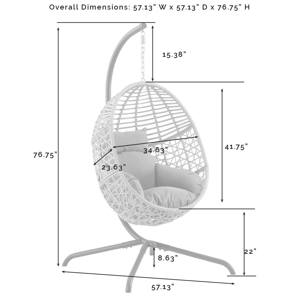 Lorelei Indoor/Outdoor Wicker Hanging Egg Chair Gray/Light Gray - Egg Chair & Stand