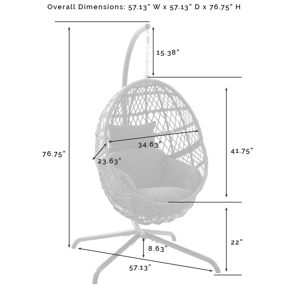 Tess Indoor/Outdoor Wicker Hanging Egg Chair Gray/Driftwood - Egg Chair & Stand