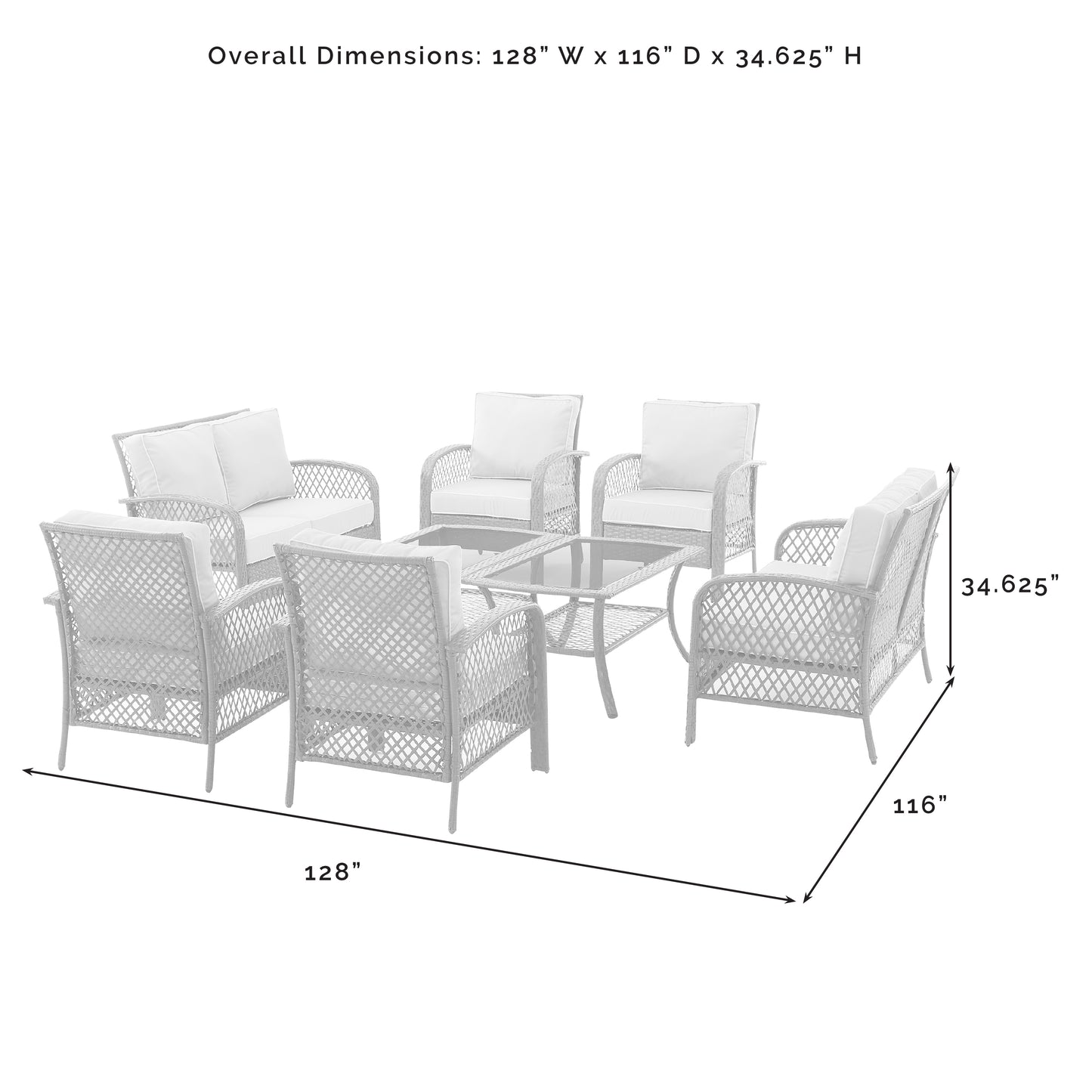 Tribeca 8Pc Outdoor Wicker Conversation Set Sand/Brown - 2 Loveseats, 4 Armchairs, & 2 Coffee Tables