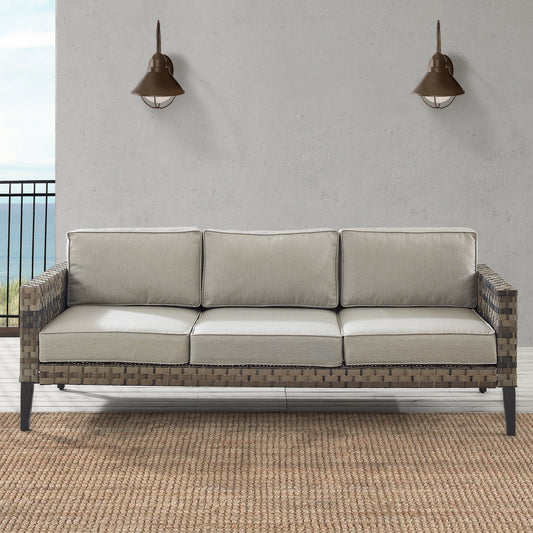 Prescott Outdoor Wicker Sofa Taupe/Brown