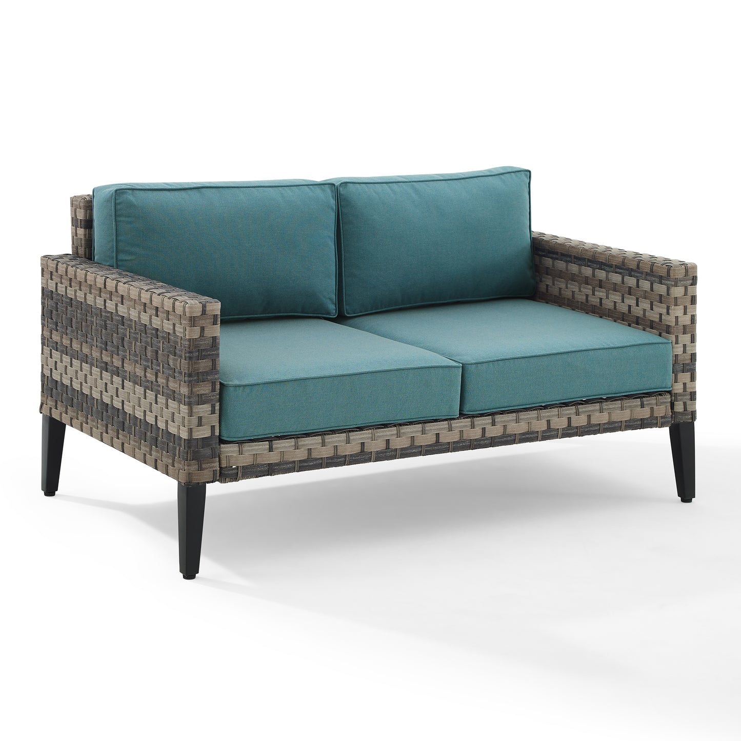 Prescott Outdoor Wicker Loveseat Mineral Blue/Brown