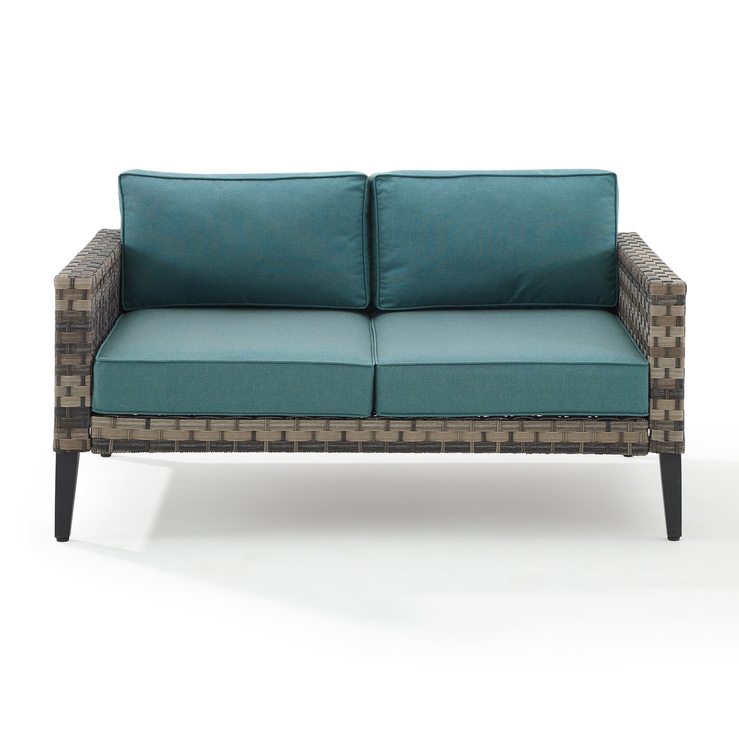 Prescott Outdoor Wicker Loveseat Mineral Blue/Brown