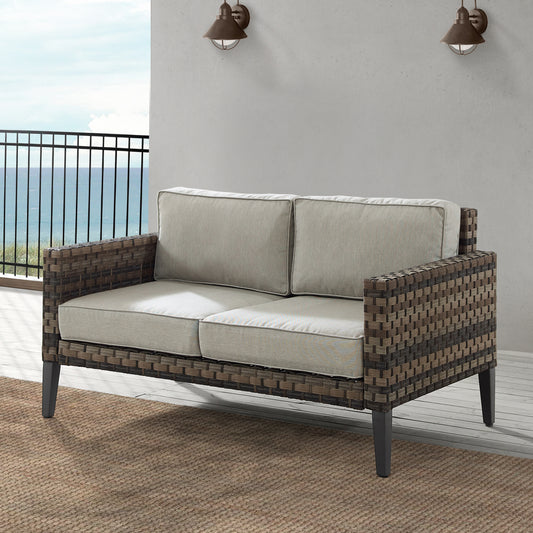 Prescott Outdoor Wicker Loveseat Taupe/Brown