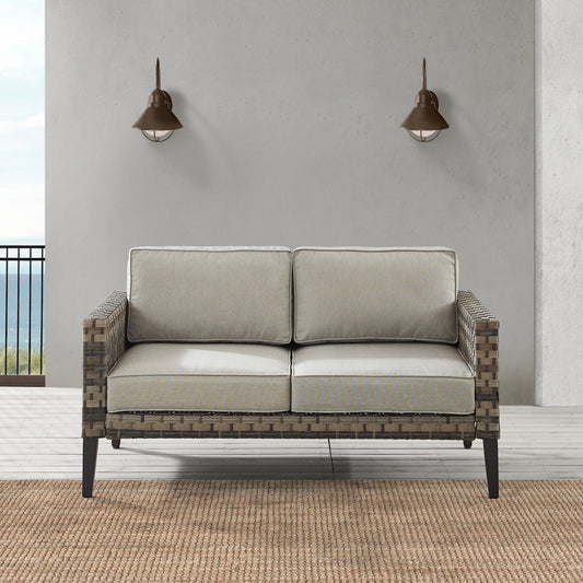 Prescott Outdoor Wicker Loveseat Taupe/Brown