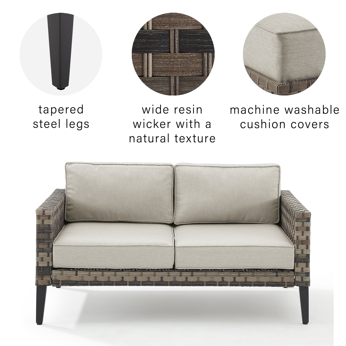 Prescott Outdoor Wicker Loveseat Taupe/Brown