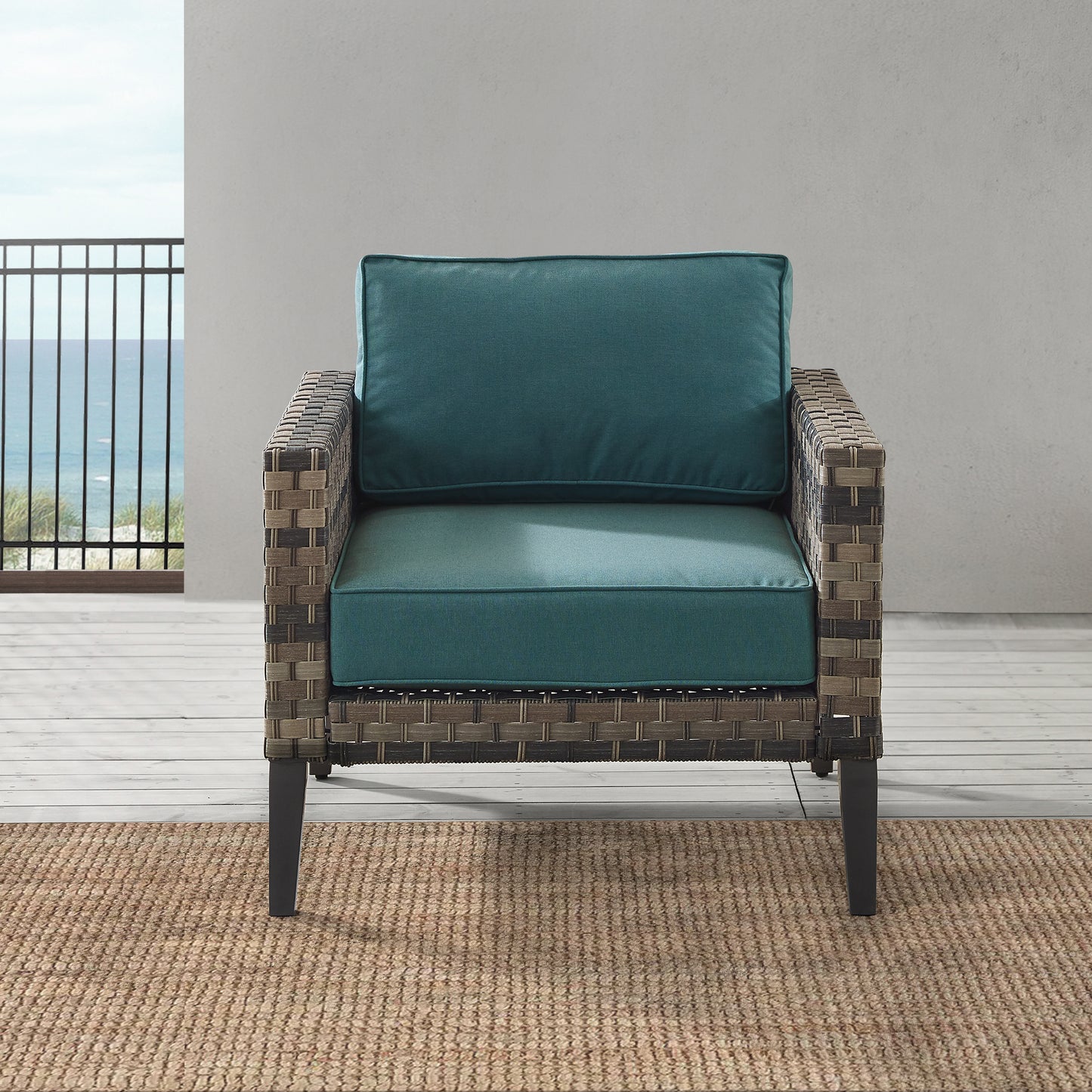 Prescott Outdoor Wicker Armchair Mineral Blue/Brown