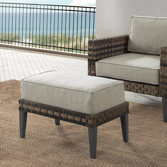 Prescott Outdoor Wicker Ottoman Taupe/Brown