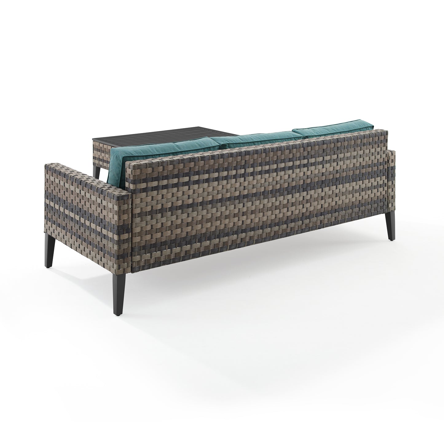 Prescott 2Pc Outdoor Wicker Sofa Set Mineral Blue/Brown - Sofa & Coffee Table