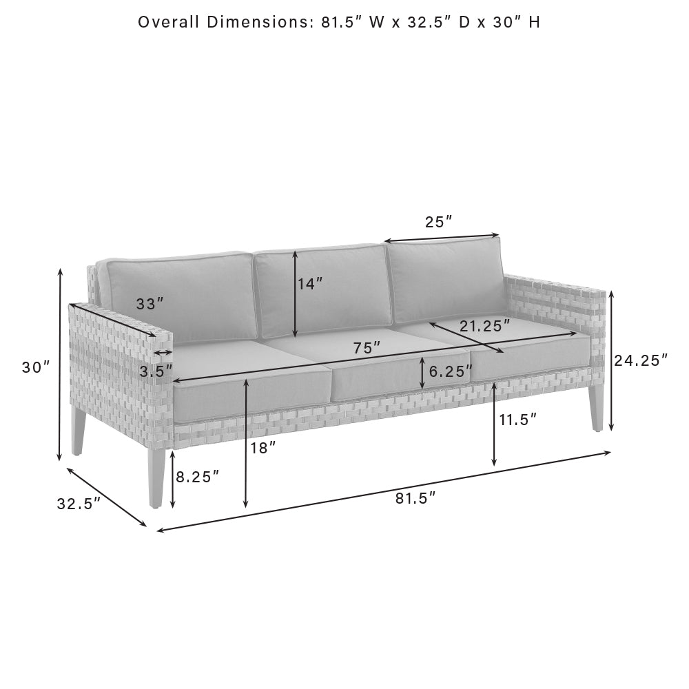 Prescott 2Pc Outdoor Wicker Sofa Set Mineral Blue/Brown - Sofa & Coffee Table