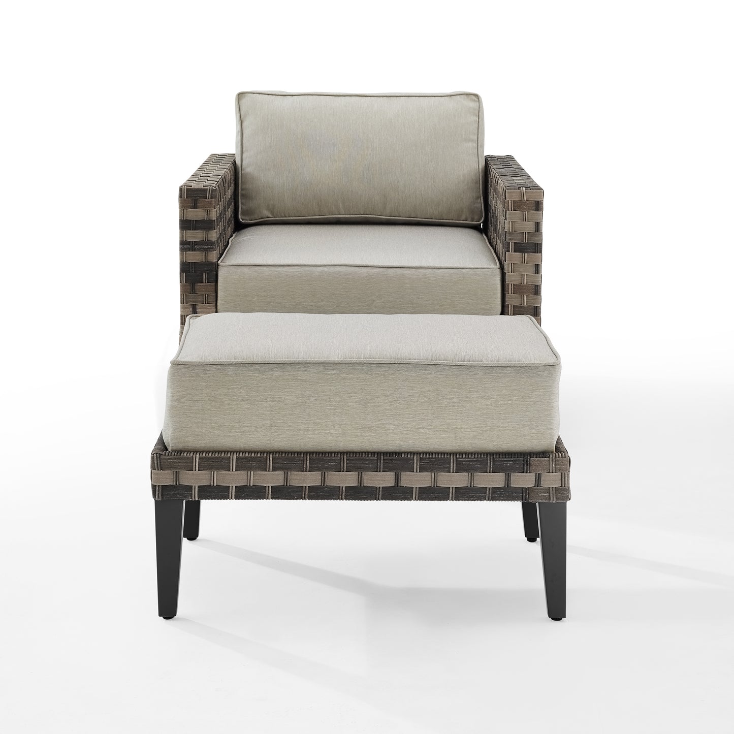 Prescott 2Pc Outdoor Wicker Armchair Set Taupe/Brown - Armchair & Ottoman