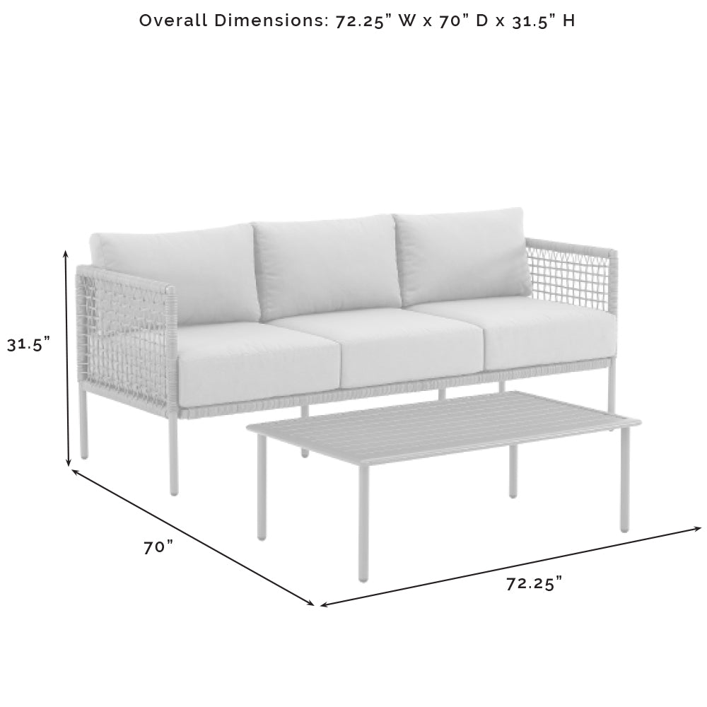 Cali Bay 2Pc Outdoor Wicker And Metal Sofa Set Taupe/Light Brown - Sofa & Coffee Table