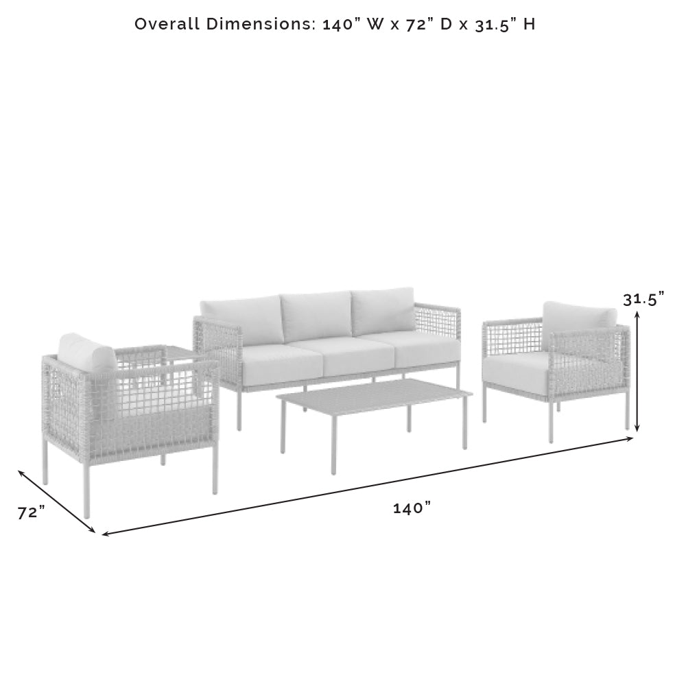 Cali Bay 5Pc Outdoor Wicker And Metal Sofa Set Taupe/Light Brown - Sofa, Coffee Table, Side Table, & 2 Armchairs