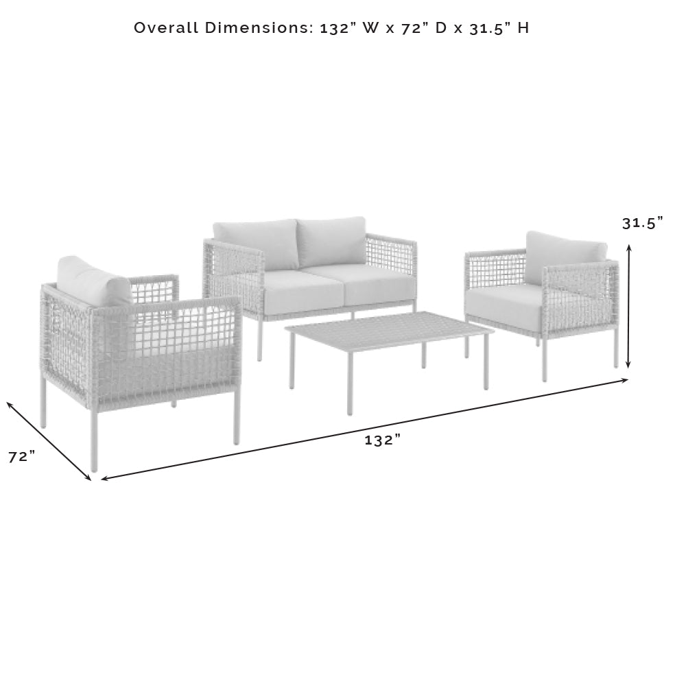 Cali Bay 4Pc Outdoor Wicker And Metal Conversation Set Taupe/Light Brown - Loveseat, Coffee Table, & 2 Armchairs