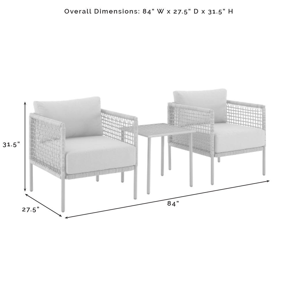 Cali Bay 3Pc Outdoor Wicker And Metal Chair Set Taupe/Light Brown - Side Table & 2 Armchairs