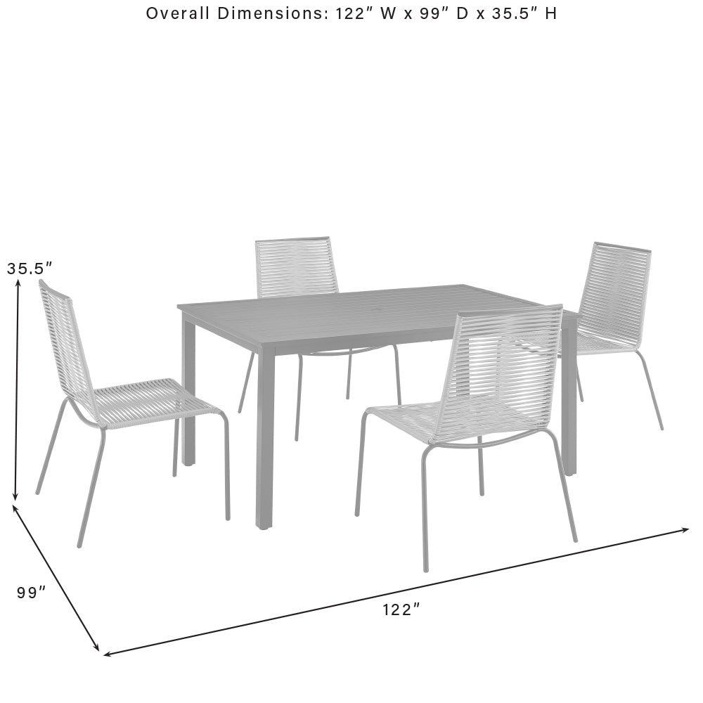 Fenton 5Pc Outdoor Wicker/ Metal Dining Set Gray/Matte Black - Table & 4 Chairs