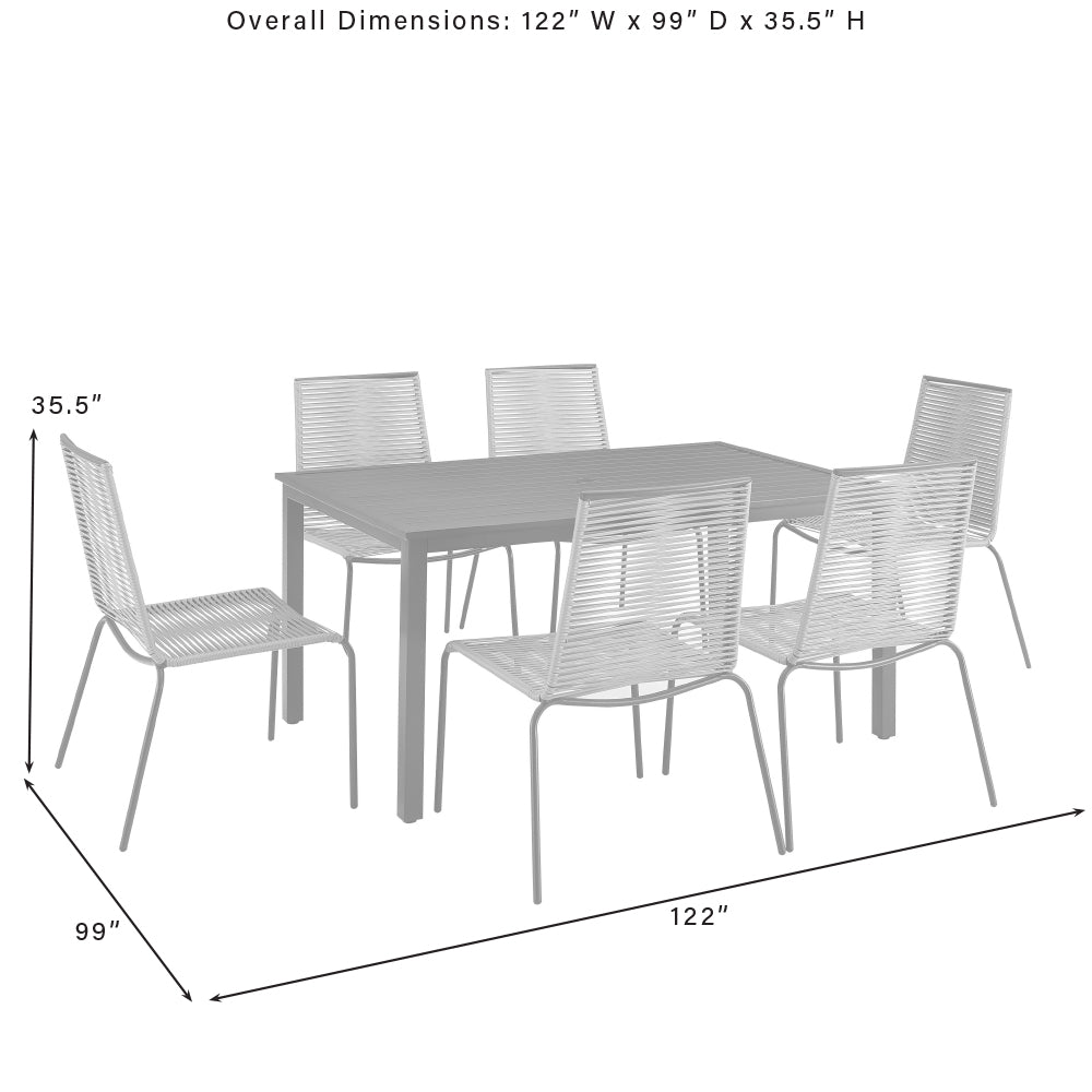 Fenton 7Pc Outdoor Wicker/ Metal Dining Set Gray/Matte Black - Table & 6 Chairs