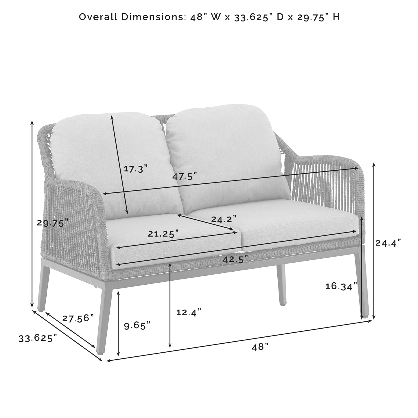 Haven 4Pc Outdoor Wicker Conversation Set Light Gray/Light Brown - Loveseat, Coffee Table, & 2 Armchairs