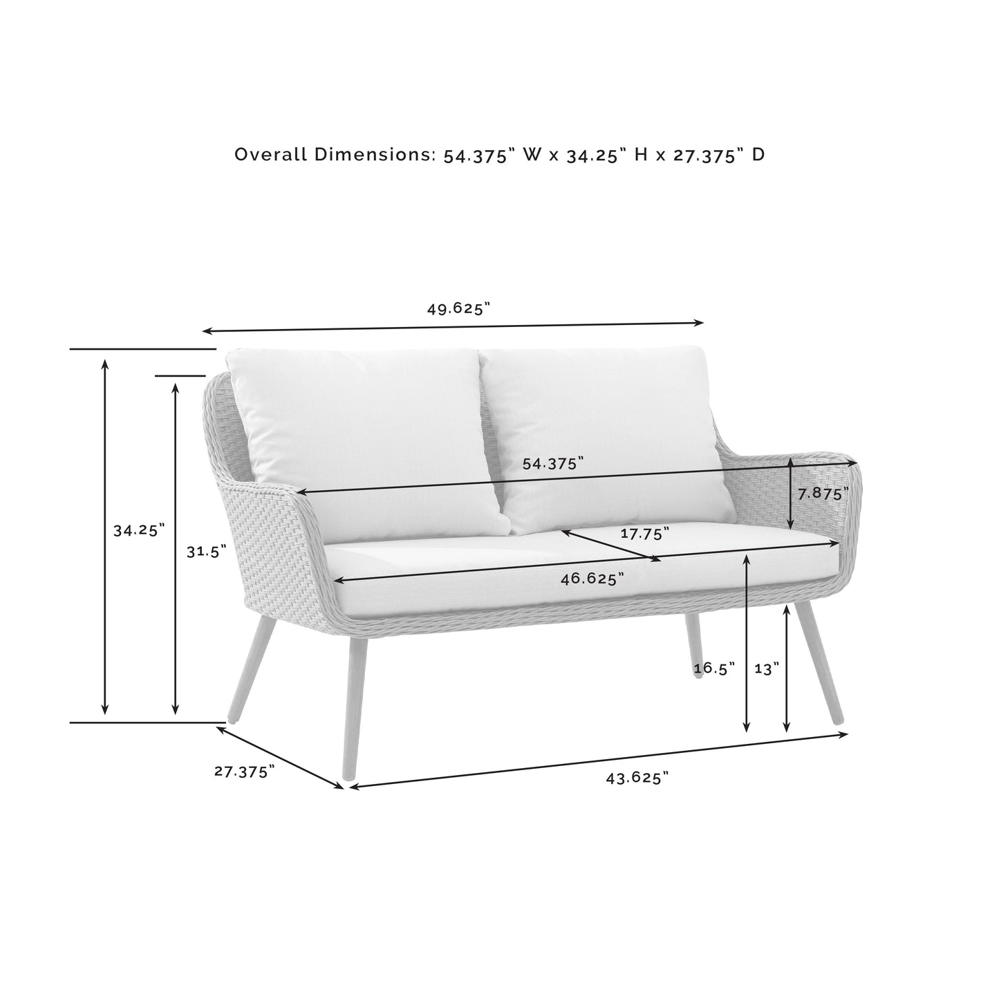 Landon 4Pc Outdoor Conversation Set Light Brown - Loveseat, Coffee Table, & 2 Chairs