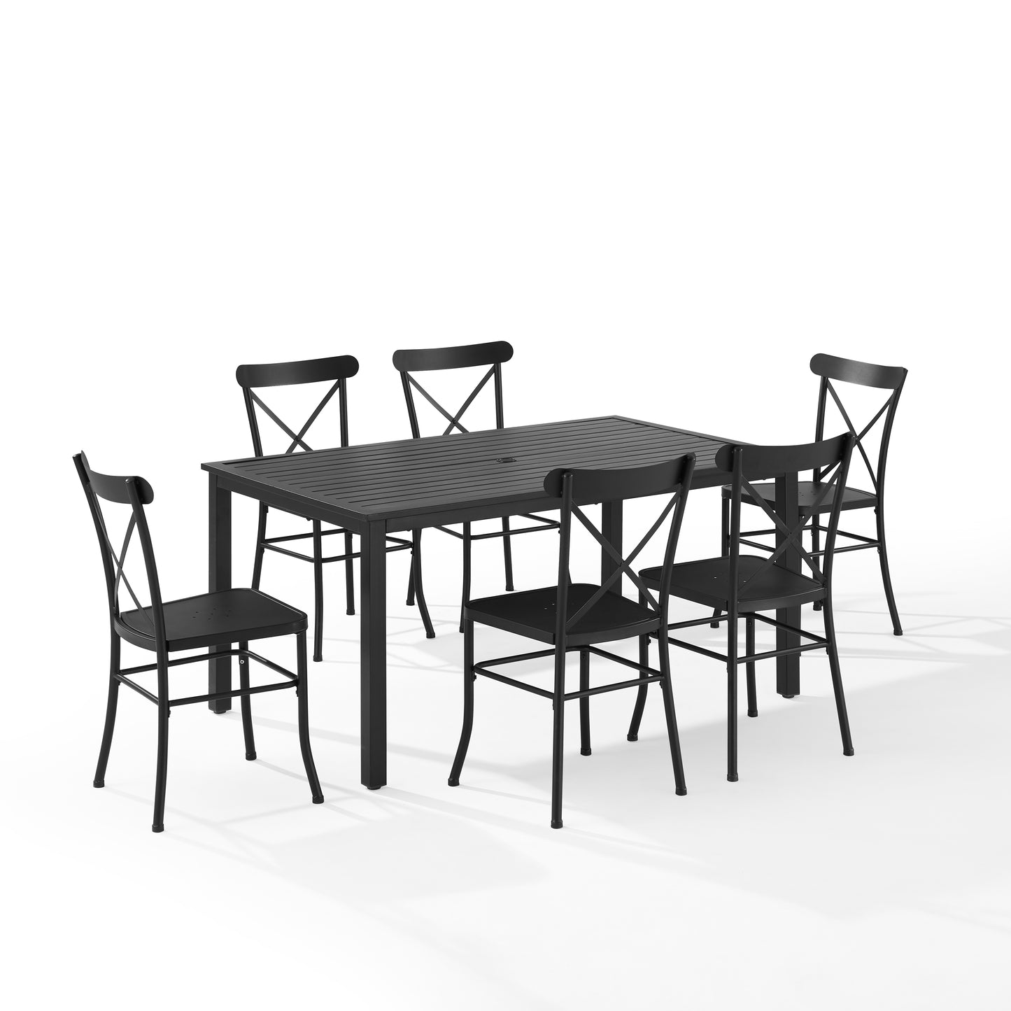 Astrid 7Pc Outdoor Metal Dining Set Matte Black - Dining Table & 6 Chairs