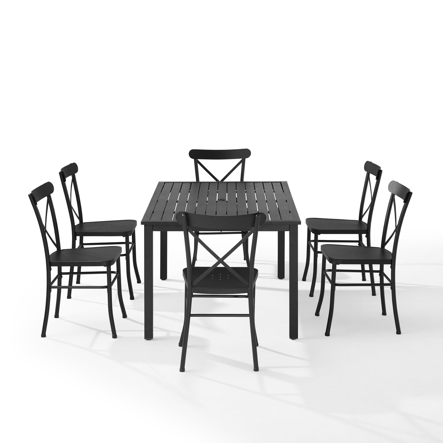 Astrid 7Pc Outdoor Metal Dining Set Matte Black - Dining Table & 6 Chairs