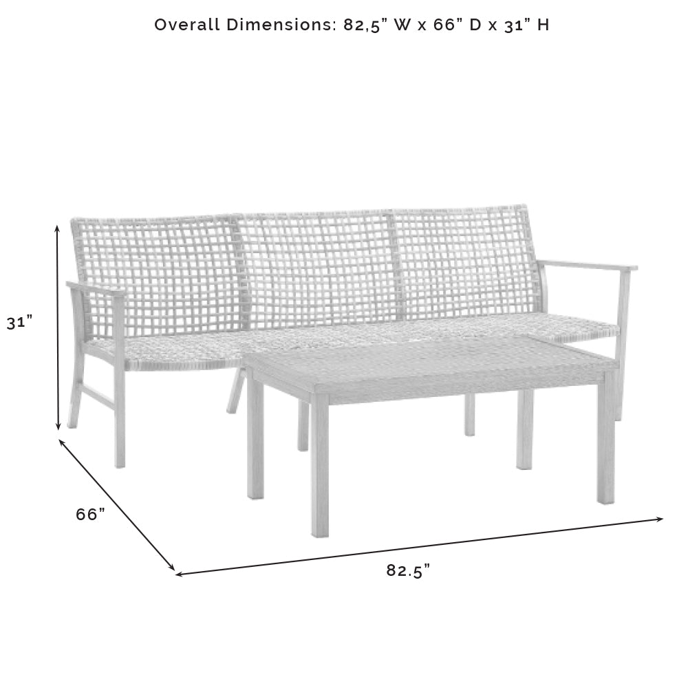 Ridley 2Pc Outdoor Wicker And Metal Sofa Set Distressed Gray/Brown - Sofa & Coffee Table